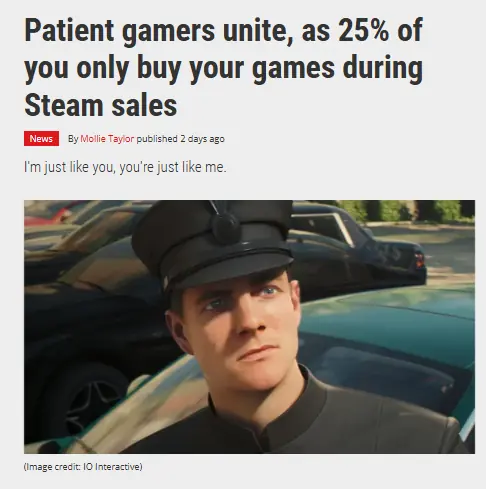 Steam调查25%玩家都是“等等党”，坚决不买原价游戏