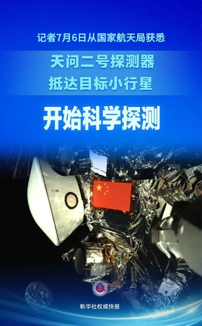 天问二号探测器抵达目标小行星,开始科学探测