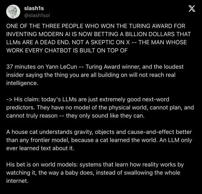 图灵奖得主倒戈：砸10亿美元证明「LLM是死路」，猫都比ChatGPT聪明