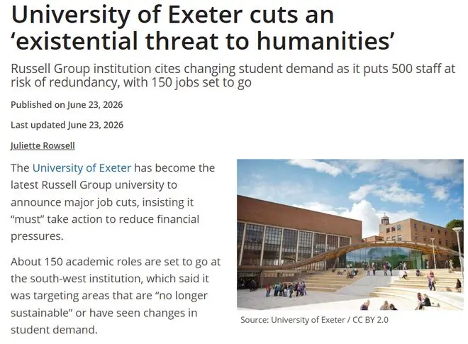 英国又一名校裁员!人文学科首当其冲,500名员工受影响