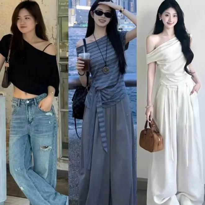 别再说露肩衣服 难驾驭!看看这几组日常穿搭,大方有回头率