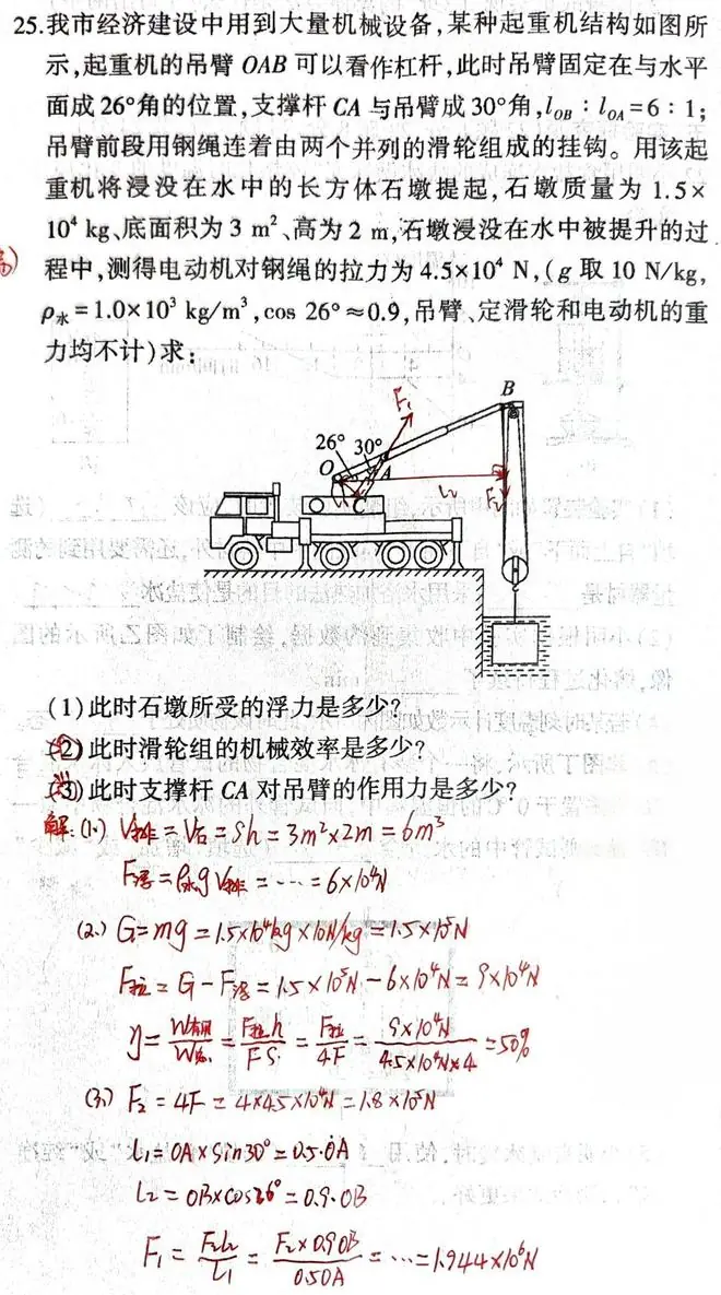 中考力学综合压轴深度解析：起重机融合题型解题思路