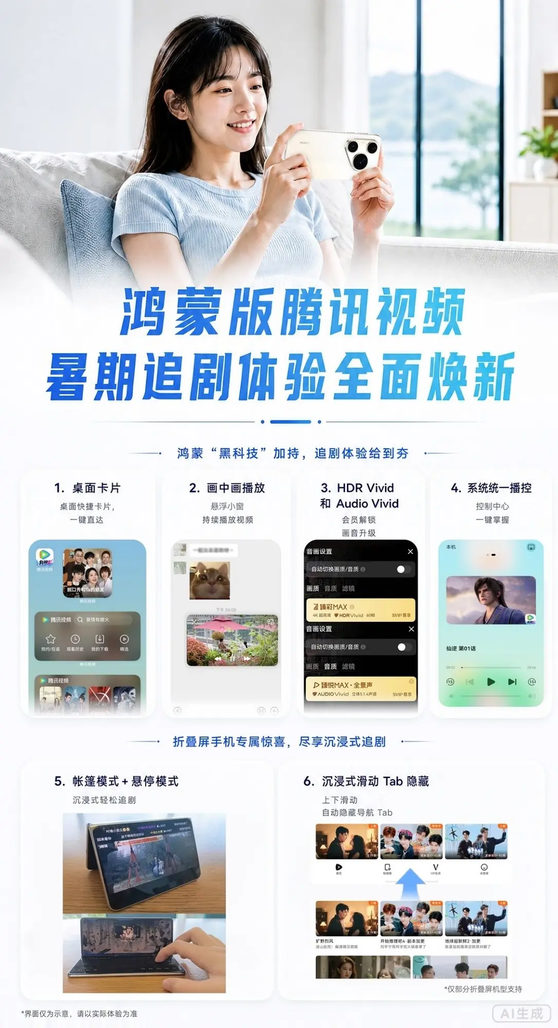 鸿蒙版腾讯视频接入桌面卡片,音画同步升级,暑期追剧体验MAX!