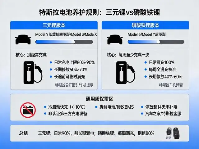 特斯拉电池养护:为何三元锂只充到80%,磷酸铁锂却要每周100%?