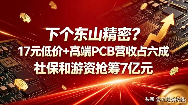 下个东山精密?17元低价+高端PCB营收占六成 社保和游资抢筹7亿